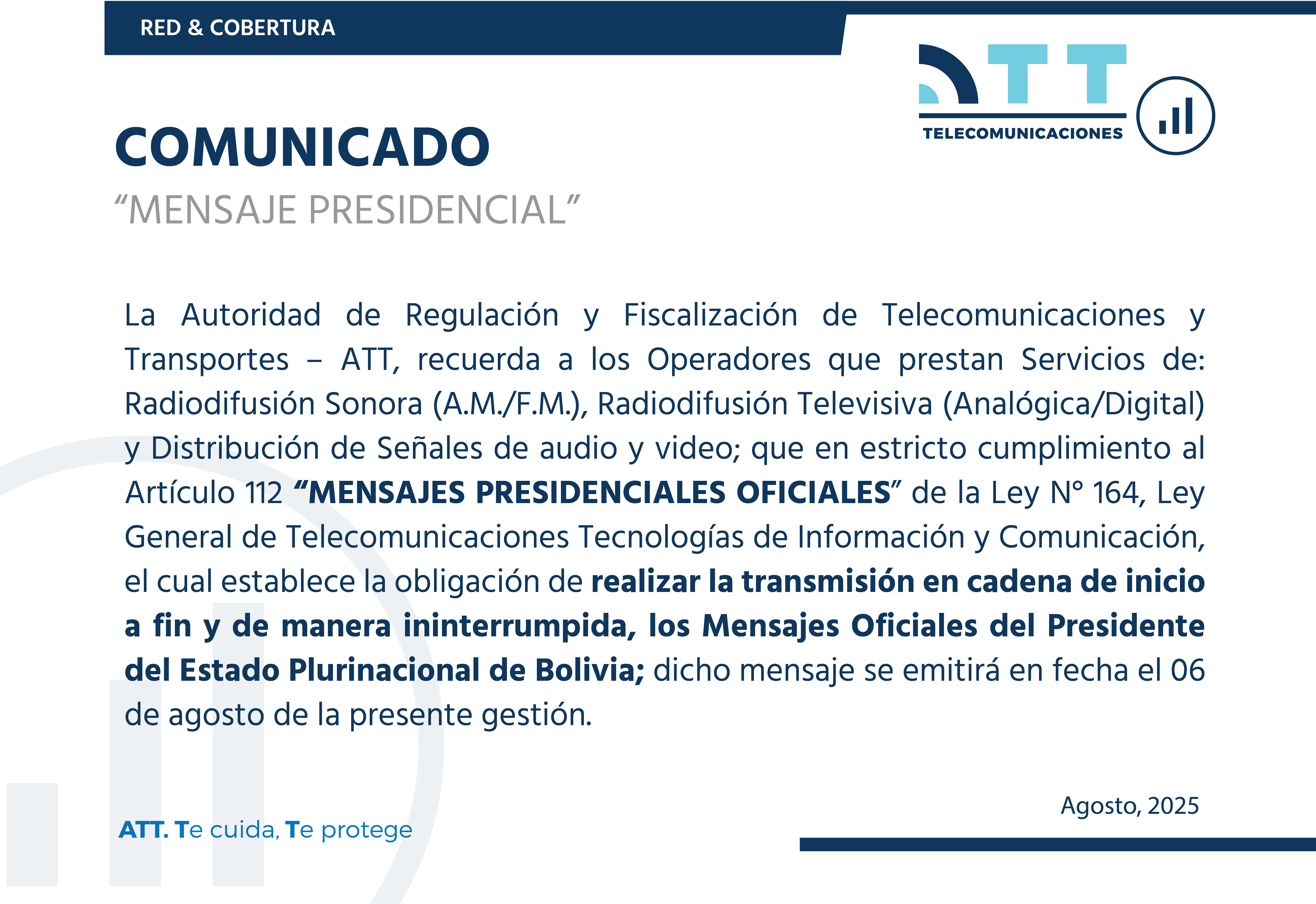 Comunicado Mensaje Presidencial